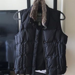 Eddie Bauer Puffer vest with fur trim